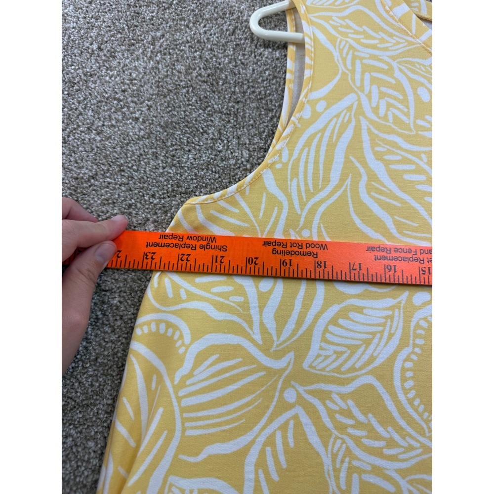 Apt. 9 Womens XL Yellow White Tropical Leaf Print Sleeveless Shift Sun Dress - Picture 6 of 11
